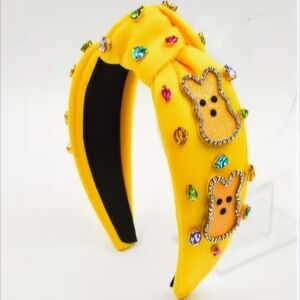 Yellow Easter "Bunny Peeps" Headband Glitter & Rhinestones
